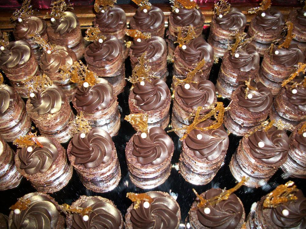 Beer Bon Bons: flourless chocolate cake filled with salted caramel & topped in whipped chocolate ganache made with cherry reduction from Strange Brewing