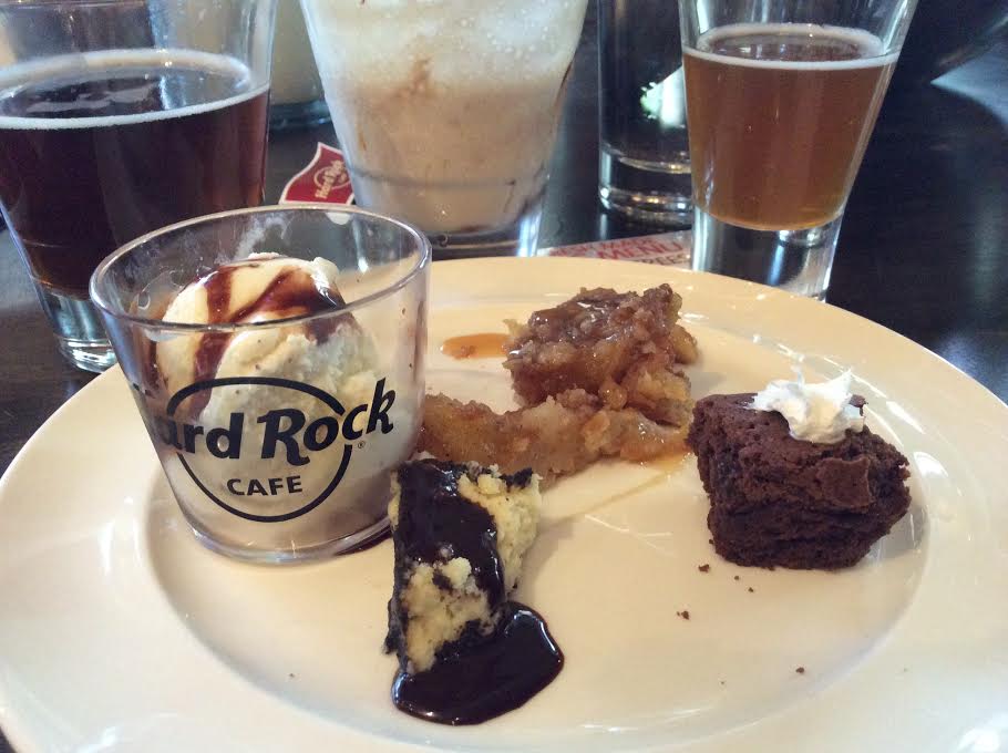 Samples of desserts: Fresh Apple Cobbler, Hot Fudge Brownie, Oreo Cheesecake