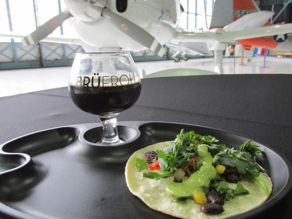 Dr. Wilkinson's Dry Irish-Style Stout from Horse & Dragon Brewing with a Kale Salad Taco from McDevitt Taco Supply